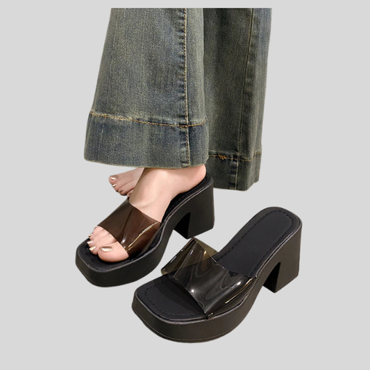 Fashion Platform Rubber Wedges Sandals for women Block Thick Open toe 3 inch