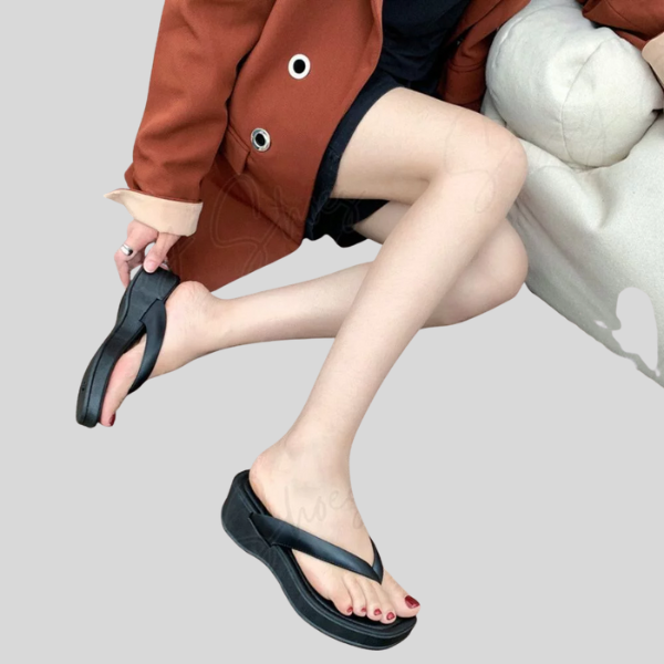 Sissy Shoes New V-Strap Fashion Wedge Thick-Sole Rubber Sandals For Women