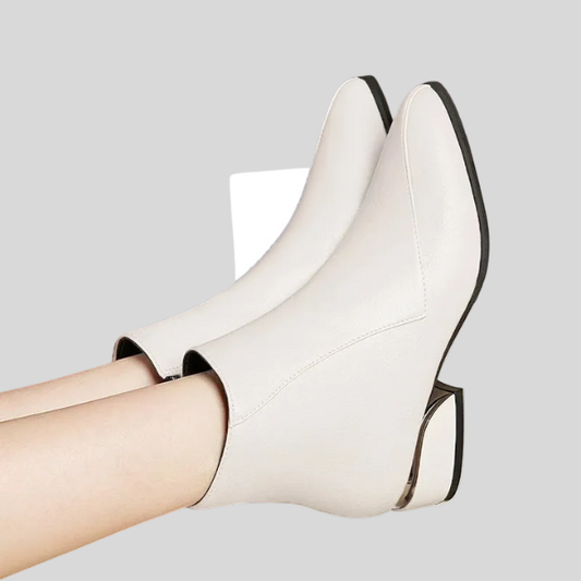 Black leather boots for women Korean style school shoes mid heel black boot