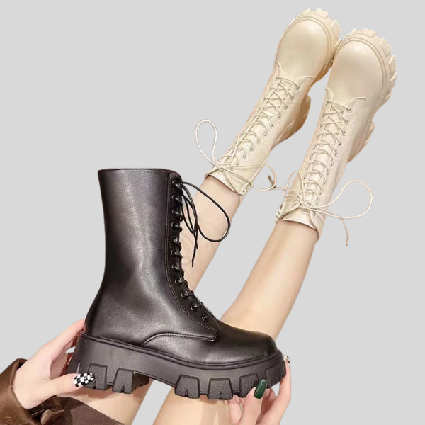 Classic Black Lace-Up Combat Boots