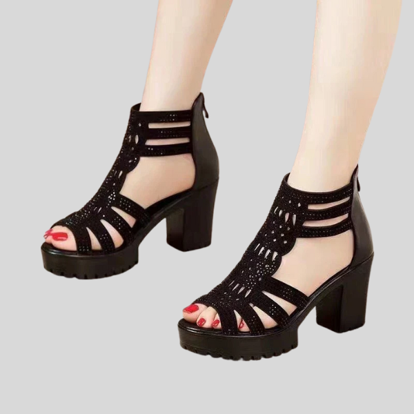 Sandals for Women Summer Wedge Heel Fish Middle Heel Fashion Soft Bottom Open Toe