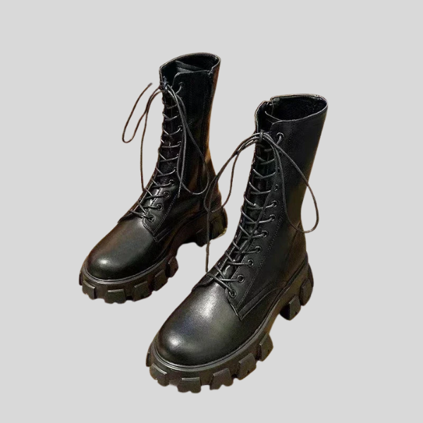 Classic Black Lace-Up Combat Boots