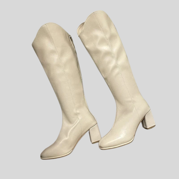 Korea Fashion h-heel Boots Women Casual zipper Solid color knee-length Long boots