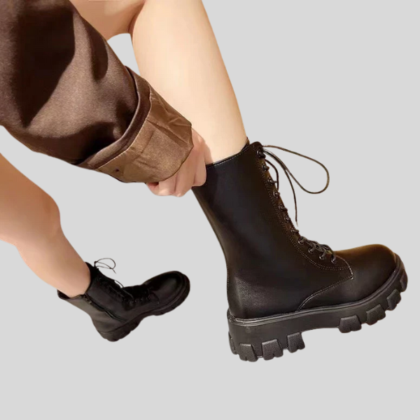 Classic Black Lace-Up Combat Boots