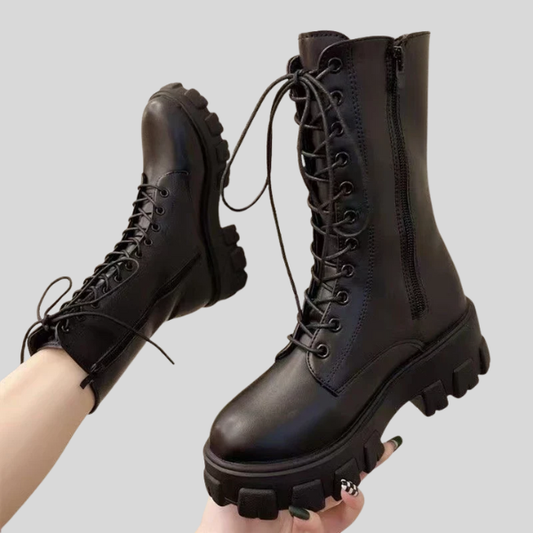 Classic Black Lace-Up Combat Boots