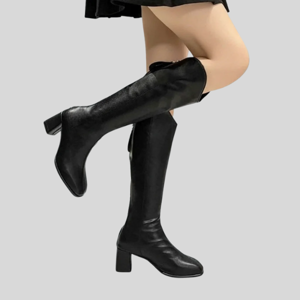 Korea Fashion h-heel Boots Women Casual zipper Solid color knee-length Long boots