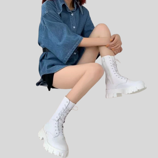 Classic Black Lace-Up Combat Boots