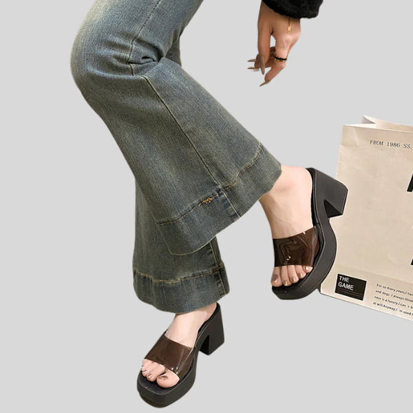 Fashion Platform Rubber Wedges Sandals for women Block Thick Open toe 3 inch