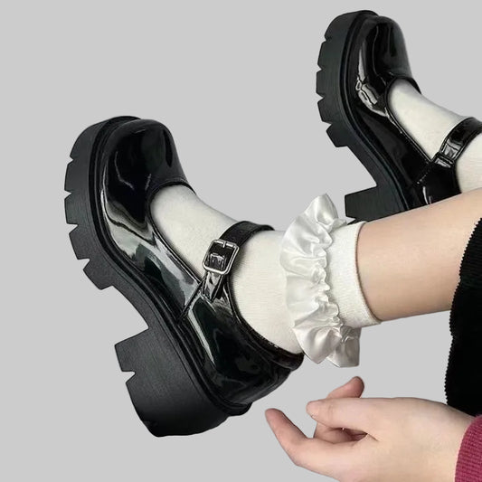 Mary Janes British Style Casual Student Shoes – Classic Lolita/Japanese JK, Black Thick Bottom, 3 Styles