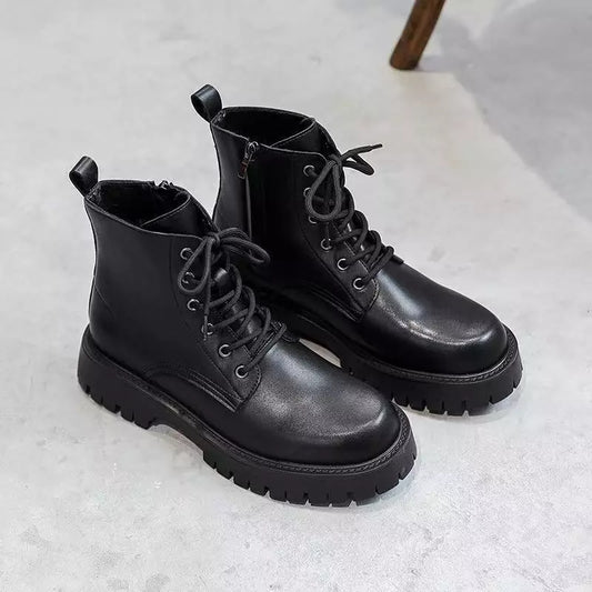 New Men's Korean Martin Boots British Style Black High-Top Leather Shoes Chelsea Zipper Short Boots