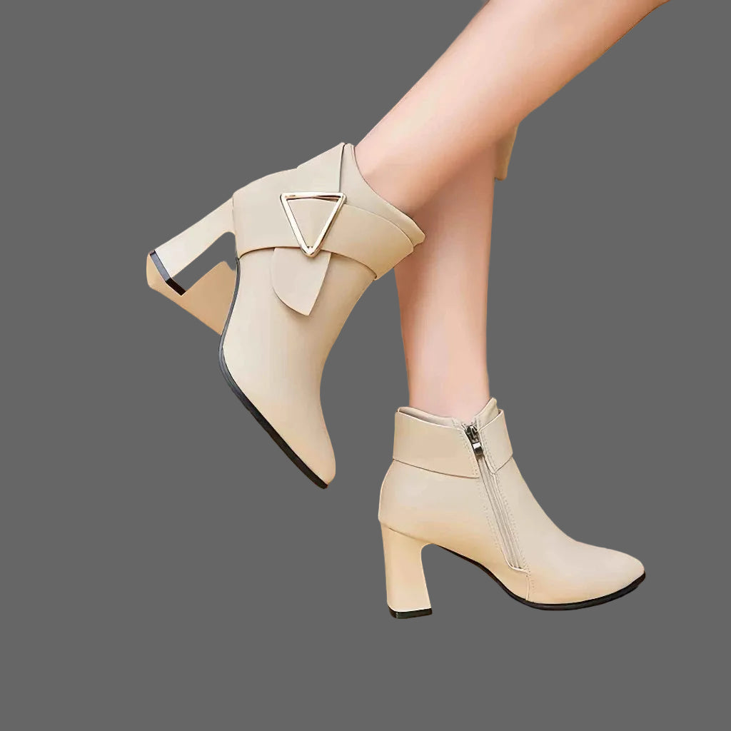 MIA Boots Korean High Heels Thick Heels Boots Women Leather Martin Boots Women Shoes