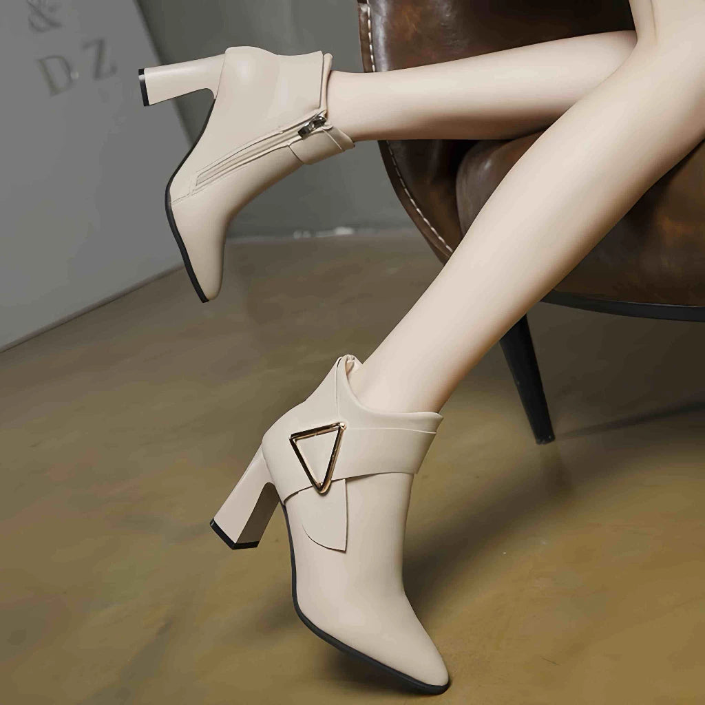 MIA Boots Korean High Heels Thick Heels Boots Women Leather Martin Boots Women Shoes