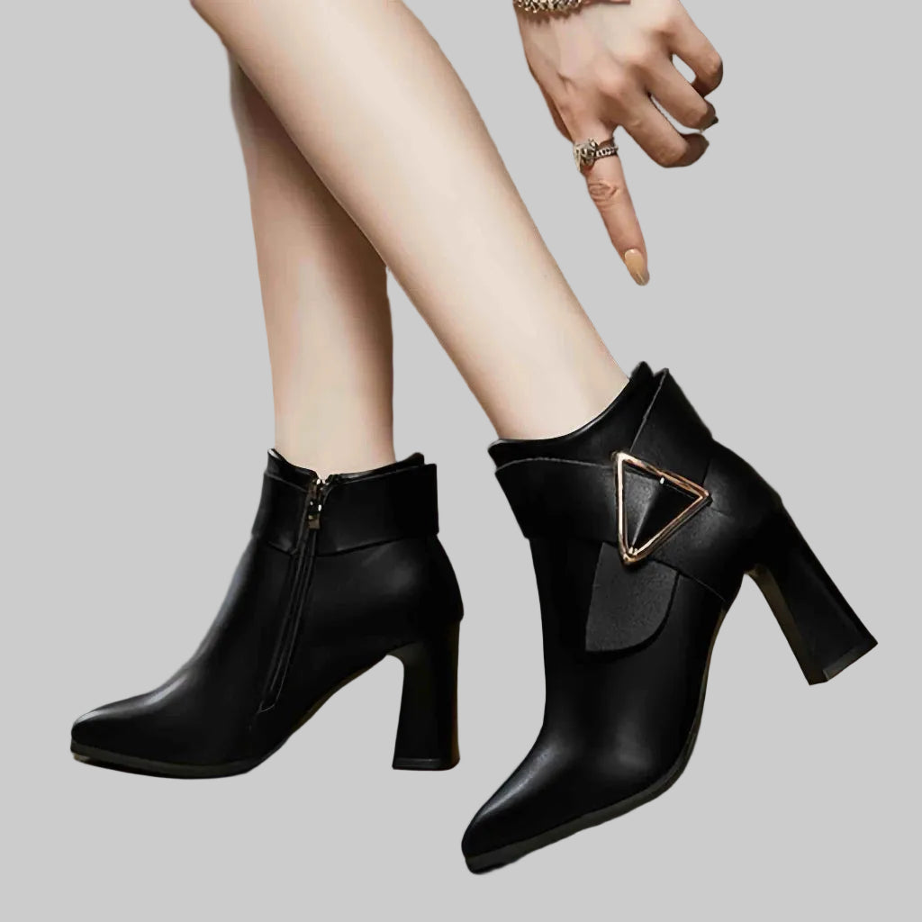 MIA Boots Korean High Heels Thick Heels Boots Women Leather Martin Boots Women Shoes