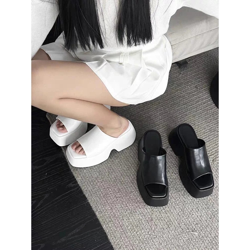 Korean Fashion Casual Leather Wedge Sandals – Comfortable & Flexible